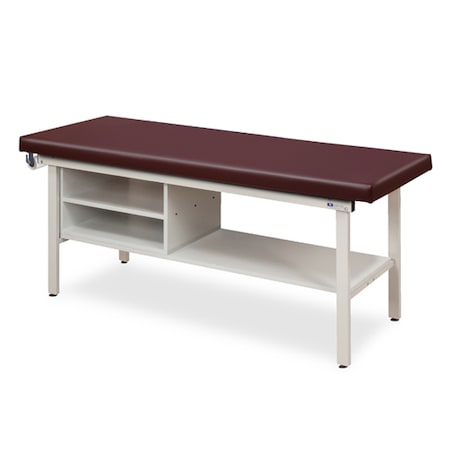 Flat Top Straight Line Treatment Table W/ Shelving, GunMetal